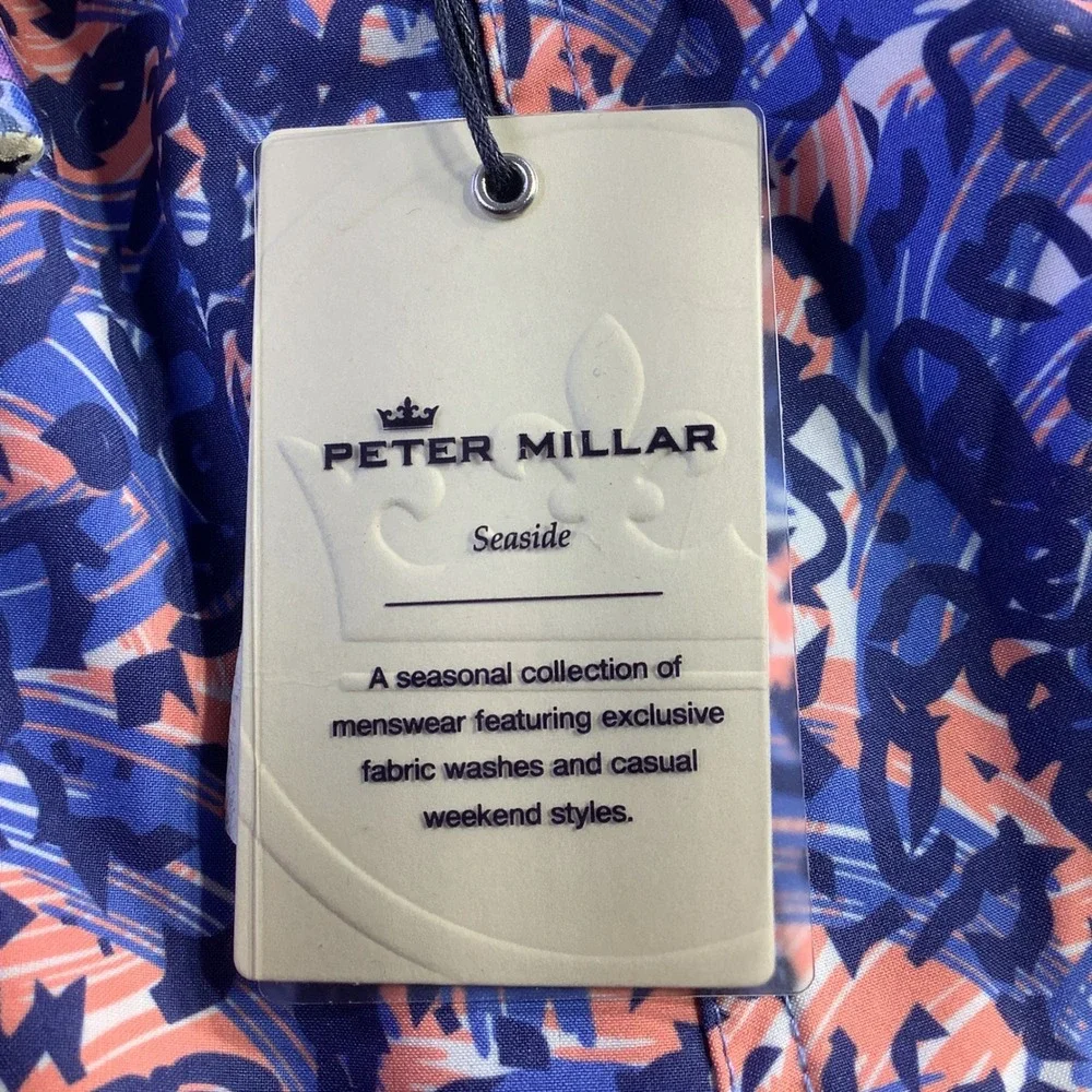 Peter Millar Seaside‎ Mens Blue Abstract Swirl Swim Trunks Shorts Size S NWT